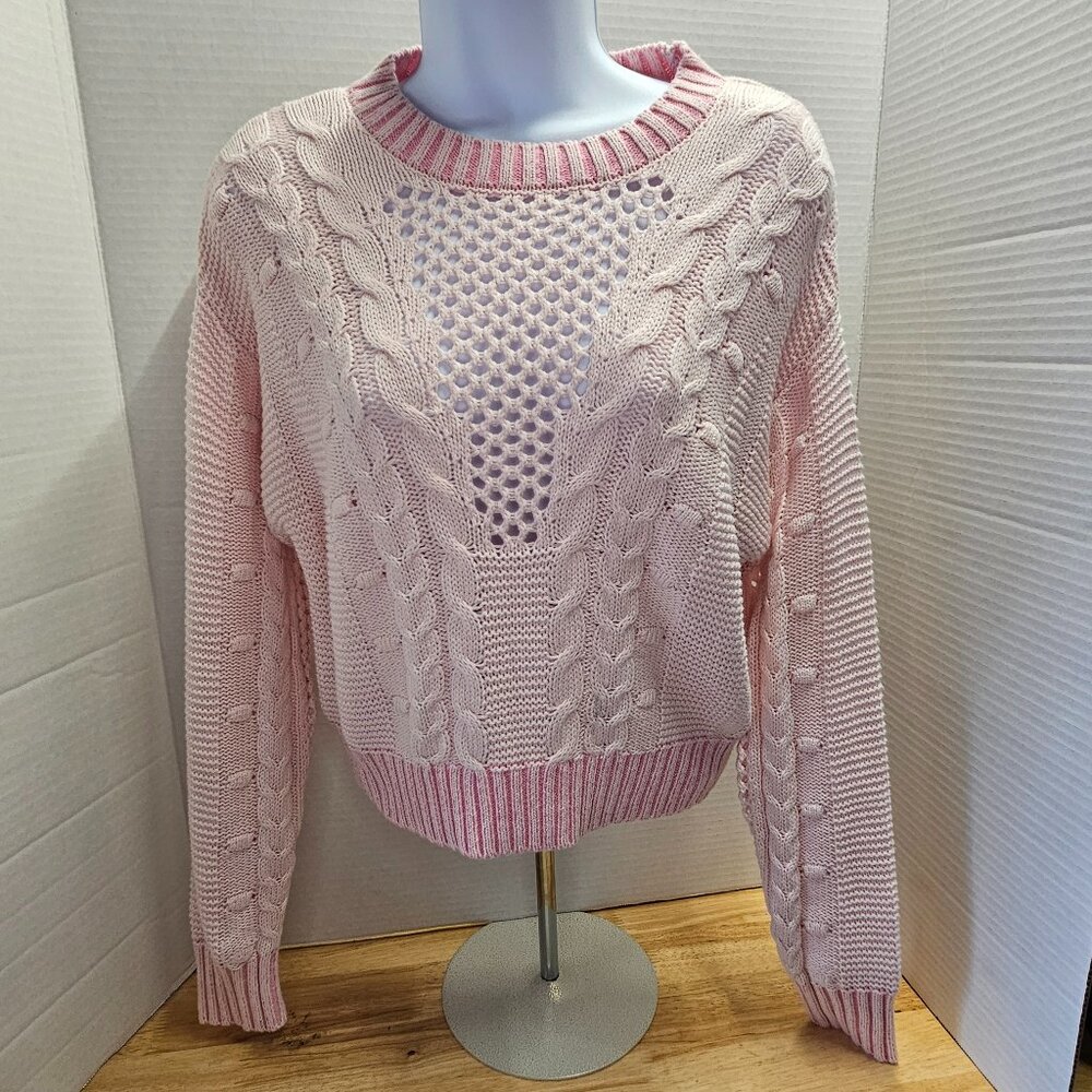 NWT Sincerely Jules Pink Sweater, cable knit, Size Small